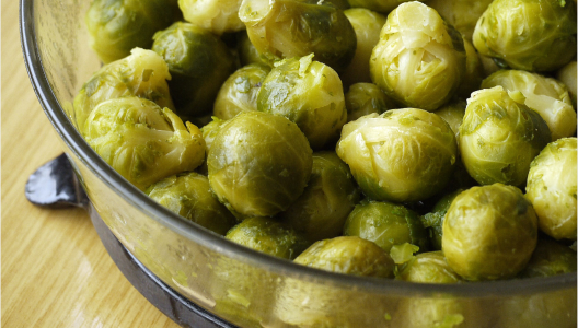Brussels sprouts make a delicious and colorful gluten free side dish.
