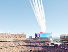 F-15’s Patrolled Super Bowl 50 skies after Blue Angels (six-jets) fly-over.