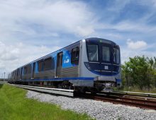 Miami-Dade County gets its first new Metrorail train in over 30 years for it’s 25-mile Metrorail system.