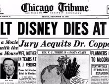 Walter Disney Dies of Lung Cancer at the age of 65.
